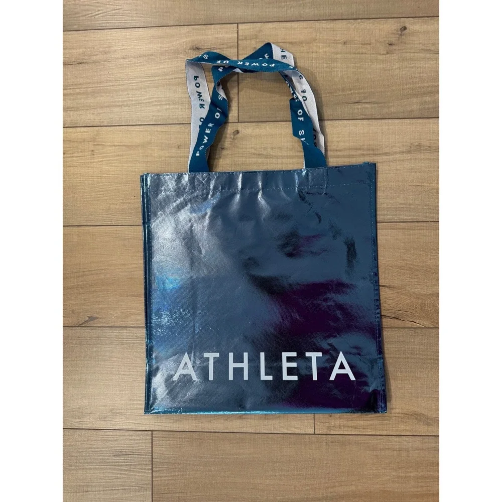 Athleta Reusable Shopping Tote Womens OS Teal Metallic‎ Power of She Logo